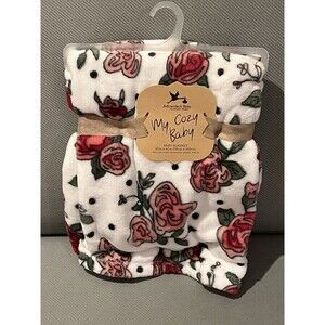 Adirondack My Cozy Baby Blanket Red Pink Roses Flower Infant Girl Soft Plush New